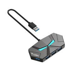 Hub USB 2.0 7 in 1 Splitter con luce ambientale colorata Docking Station di tipo C Adattatore multiporta per laptop, specifiche: 0,6 m (nero)