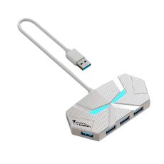 Hub USB 2.0 7 in 1 Splitter con luce ambientale colorata Docking Station di tipo C Adattatore multiporta per laptop, specifiche: 0,6 m (bianco)