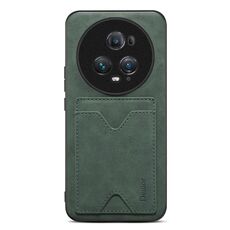 Per Honor Magic5 Ultimate Denior PU Cover posteriore Custodia per telefono con slot per schede (verde)