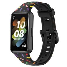 Per Huawei Band 7 Sports Rainbow Dots Cinturino in silicone (nero)