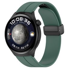 Per Huawei Watch 4 / Watch 4 Pro cinturino in silicone con fibbia pieghevole (verde scuro)