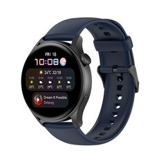 Per Huawei Watch 4 / Watch 4 Pro cinturino in acciaio inossidabile con fibbia nera in silicone tinta unita (blu navy)