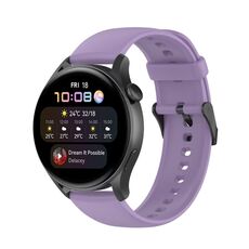 Per Huawei Watch 4 / Watch 4 Pro cinturino in acciaio inossidabile con fibbia nera in silicone tinta unita (viola chiaro)
