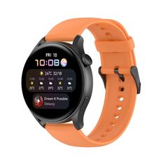 Per Huawei Watch 4 / Watch 4 Pro cinturino con fibbia nera in acciaio inossidabile in silicone tinta unita (arancione)