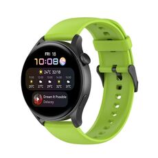 Per Huawei Watch 4 / Watch 4 Pro cinturino con fibbia nera in acciaio inossidabile in silicone tinta unita (verde lime)
