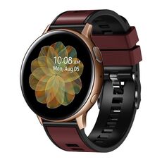 Per Garmin Forerunner 265S / 255S / Venu 2S Cinturino in silicone bicolore intrecciato da 18 mm (vino rosso nero)