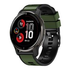 Per Garmin Forerunner 265S / 255S / Venu 2S Cinturino in silicone bicolore intrecciato da 18 mm (verde militare nero)