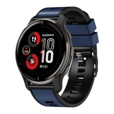 Per Garmin Forerunner 265S / 255S / Venu 2S Cinturino in silicone bicolore intrecciato da 18 mm (blu scuro nero)