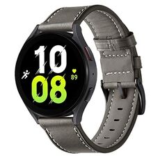 Per Garmin Venu / SQ / SQ2 / Venu 2 Plus cinturino in vera pelle con fibbia nera cucita (grigio)