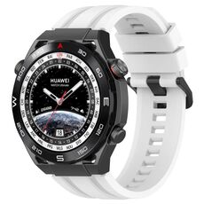 Per Huawei Watch Ultimate Long & Short Sports Set di cinturini in silicone tinta unita (bianco)
