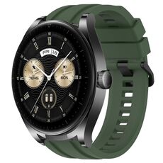 Per Huawei Watch GT3 46mm Set di cinturini sportivi in silicone tinta unita lunghi e corti (verde scuro)