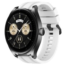 Per Huawei Watch GT3 46mm Set di cinturini sportivi in silicone tinta unita lunghi e corti (bianco)