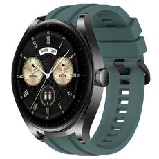 Per Huawei Watch GT3 46mm Set di cinturini sportivi in silicone tinta unita lunghi e corti (verde oliva)