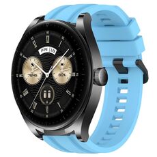Per Huawei Watch GT3 46mm Set di cinturini sportivi in silicone tinta unita lunghi e corti (blu cielo)