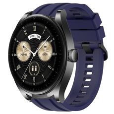 Per Huawei Watch GT3 46mm Set di cinturini sportivi in silicone tinta unita lunghi e corti (blu notte)