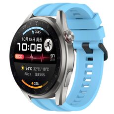 Per Huawei Watch 3 Pro Nuovo set di cinturini sportivi in silicone tinta unita lunghi e corti (blu cielo)