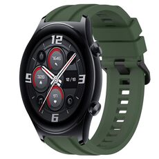 Per Huawei Watch 3 Set di cinturini sportivi in silicone tinta unita lunghi e corti (verde scuro)