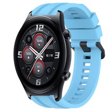 Per Huawei Watch 3 Set di cinturini sportivi in silicone tinta unita lunghi e corti (blu cielo)