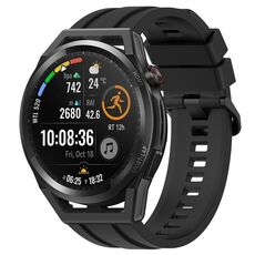 Per Huawei Watch Buds Long & Short Sports Set di cinturini in silicone tinta unita (nero)