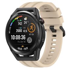 Per Huawei Watch Buds Long & Short Sports Set di cinturini in silicone tinta unita (cachi)