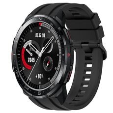 For Honor Watch GS Pro Set di cinturini sportivi in silicone tinta unita lunghi e corti (nero)