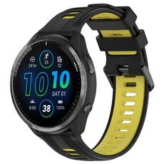 Per Garmin Forerunner 965 Cinturino sportivo in silicone bicolore (nero + giallo)