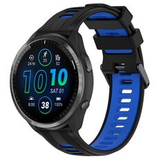 Per Garmin Forerunner 965 Cinturino sportivo in silicone bicolore (nero + blu)