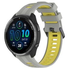 Per Garmin Forerunner 965 Cinturino sportivo in silicone bicolore (grigio + giallo)