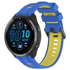 Per Garmin Forerunner 965 Cinturino sportivo in silicone bicolore (blu + giallo)