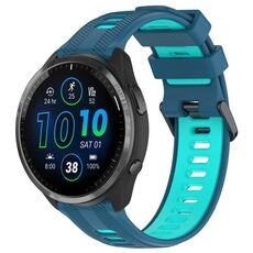 Per Garmin Forerunner 965 Cinturino sportivo in silicone bicolore (blu + verde acqua)