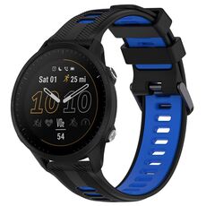 Per Garmin Forerunner 955 Cinturino sportivo in silicone bicolore (nero + blu)