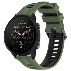 Per Garmin Forerunner 955 Cinturino sportivo in silicone bicolore (verde militare + nero)