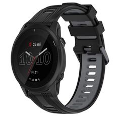 Per Garmin Forerunner 945 Cinturino sportivo in silicone bicolore (nero + grigio)
