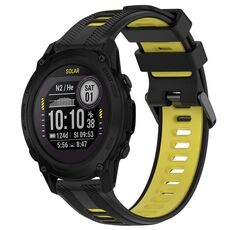 Per Garmin Descent G1 Cinturino sportivo in silicone bicolore (nero + giallo)