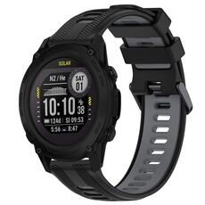 Per Garmin Descent G1 Cinturino sportivo in silicone bicolore (nero + grigio)