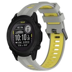 Per Garmin Descent G1 Cinturino sportivo in silicone bicolore (grigio + giallo)
