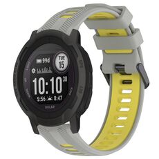 Per Garmin Instinct 2 Solar Sports cinturino in silicone bicolore (grigio + giallo)