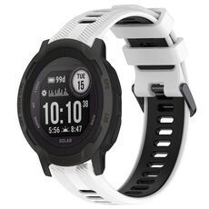 Per cinturino sportivo in silicone bicolore Garmin Instinct 2 (bianco + nero)