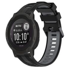 Per cinturino sportivo in silicone bicolore Garmin Instinct 2 (nero + grigio)