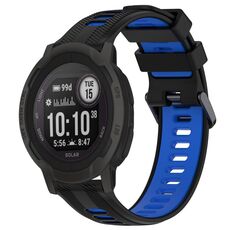 Per cinturino sportivo in silicone bicolore Garmin Instinct 2 (nero + blu)
