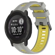 Per cinturino sportivo in silicone bicolore Garmin Instinct 2 (grigio + giallo)