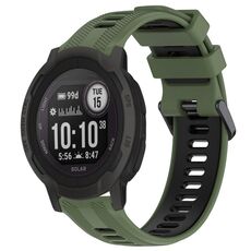 Per cinturino sportivo in silicone bicolore Garmin Instinct 2 (verde militare + nero)