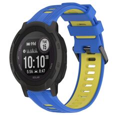 Per cinturino sportivo in silicone bicolore Garmin Instinct 2 (blu + giallo)