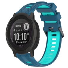 Per cinturino sportivo in silicone bicolore Garmin Instinct 2 (blu + verde acqua)