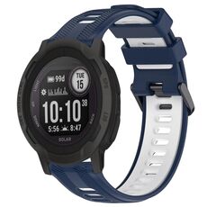Per cinturino sportivo in silicone bicolore Garmin Instinct 2 (blu notte + bianco)