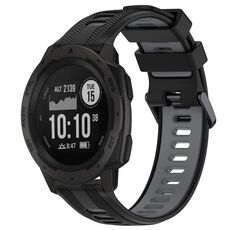 Per Garmin Instinct Sports cinturino in silicone bicolore (nero + grigio)