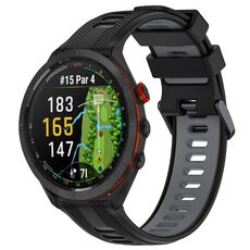 Per Garmin Approach S70 47mm Cinturino sportivo in silicone bicolore (nero + grigio)