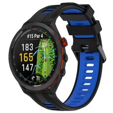 Per Garmin Approach S70 47mm Cinturino sportivo in silicone bicolore (nero + blu)