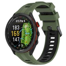 Per Garmin Approach S70 47mm Cinturino sportivo in silicone bicolore (verde militare + nero)
