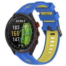 Per Garmin Approach S70 47mm Cinturino sportivo in silicone bicolore (blu + giallo)